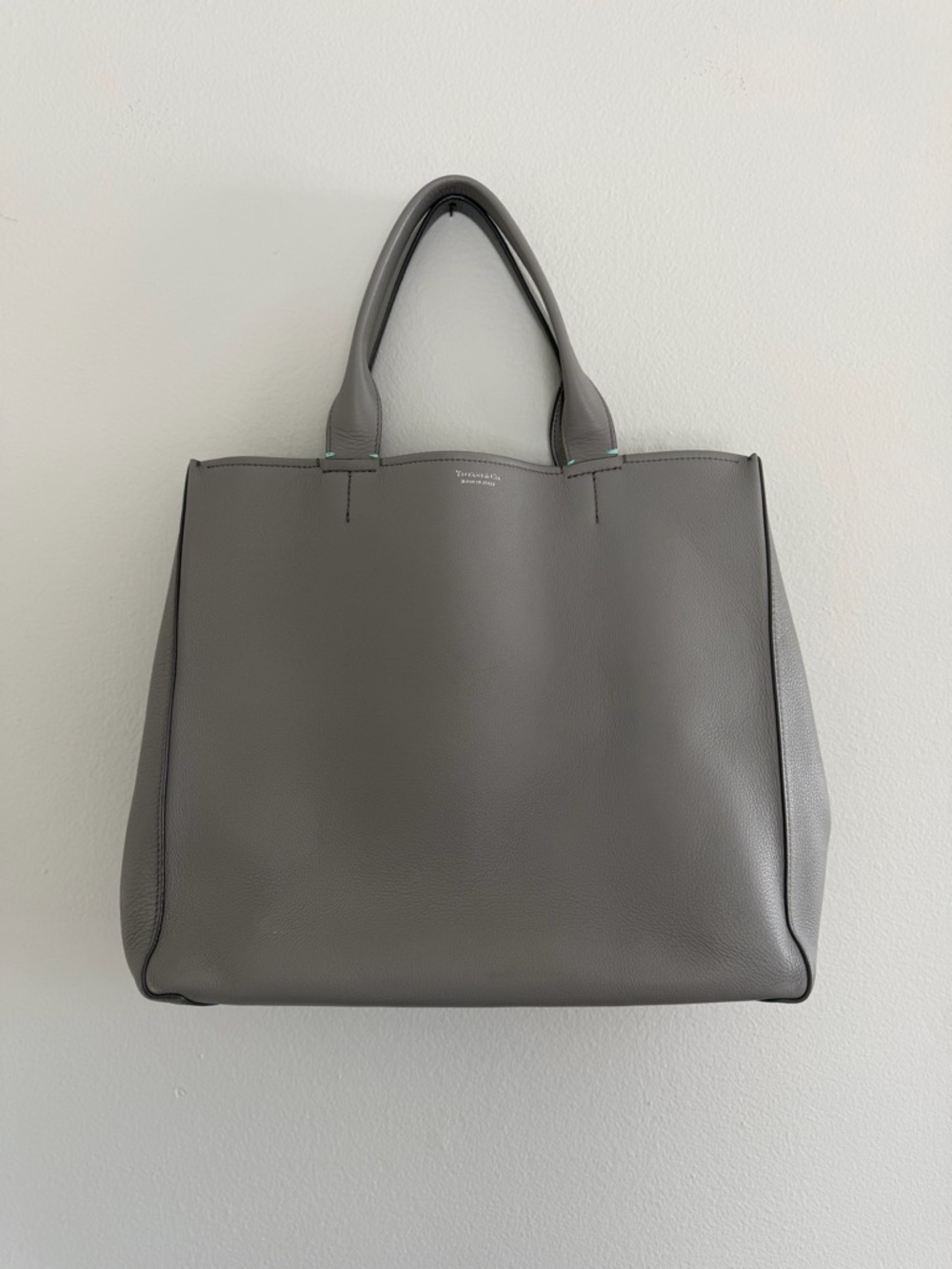 Tiffany & Co. Gray Leather Tote with Beige Strap - Picture 7 of 16